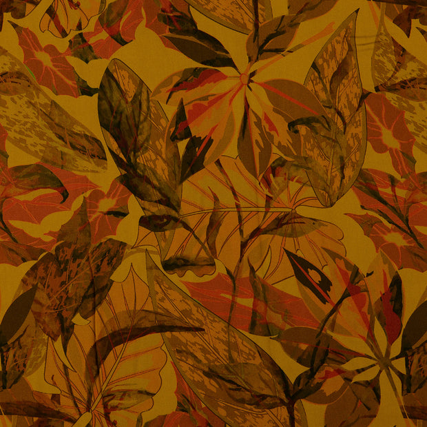 Viscose Poplin fabrik Blumen Ocker