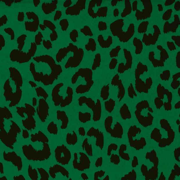 Sergé Extensible tissu léopards Vert