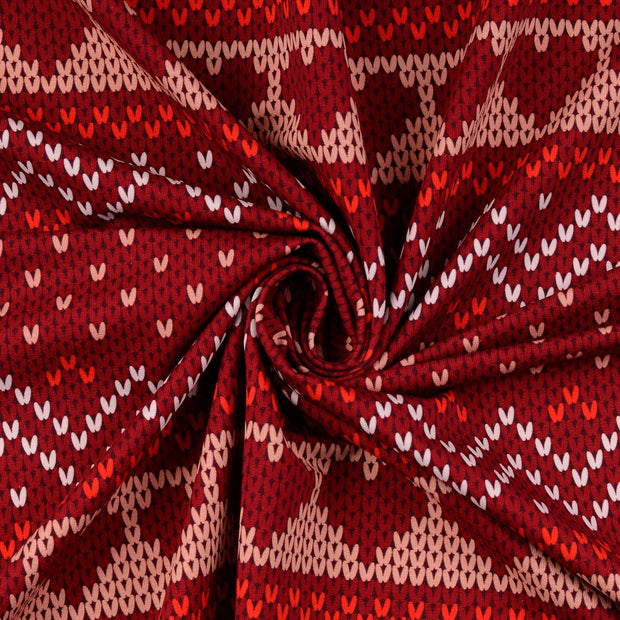 french terry lainé tissu rouge imprimé digital 