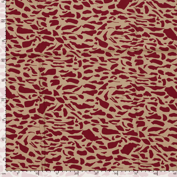 Sergé de Viscose tissu Abstrait Bordeaux