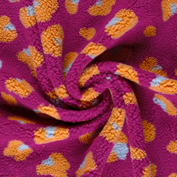 Sherpa Fleece fabric Fuchsia printed 