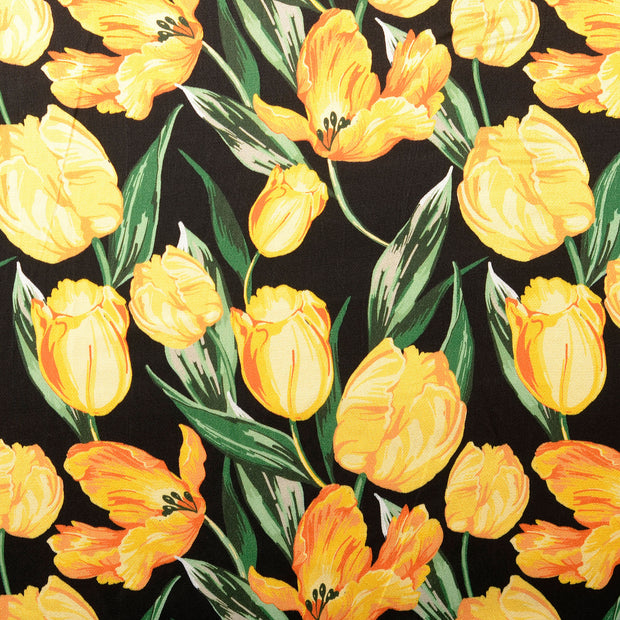 Viscose Satin fabrik Blumen Gelb