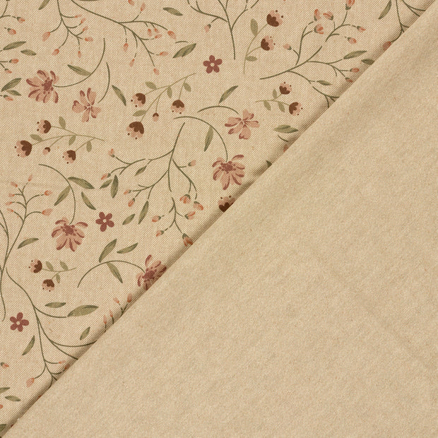 Aspect Lin tissu fleurs imprimé numérique 