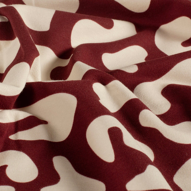 French Terry fabric Leopards Dark Red