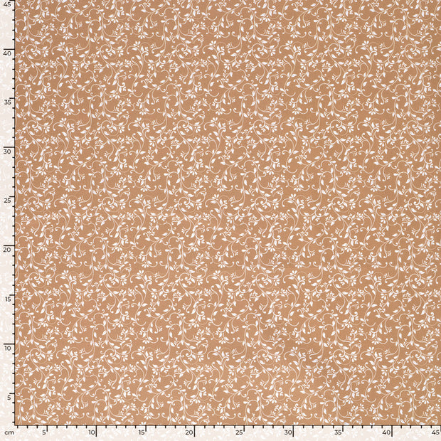 Popeline de Coton tissu fleurs Beige