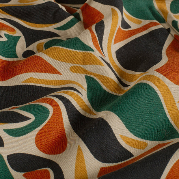 Satin fabric Abstract Navy