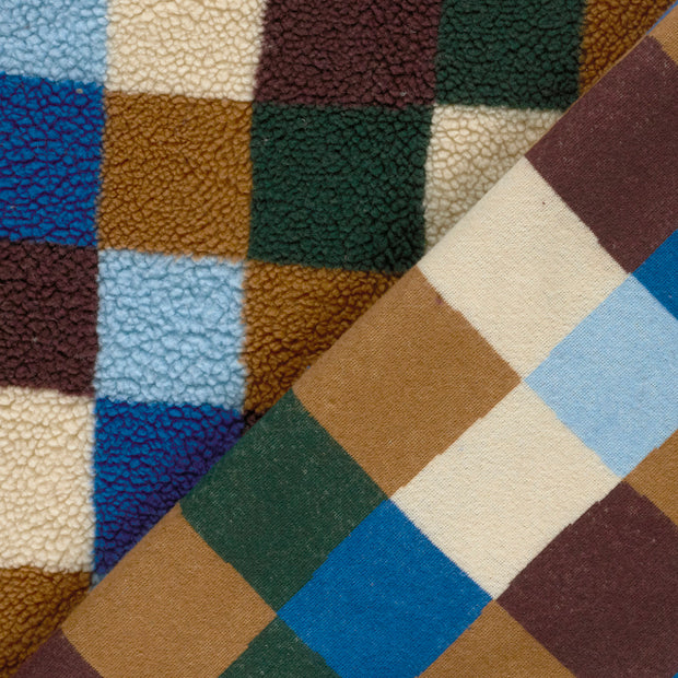 Sherpa Fleece fabric Checks printed 