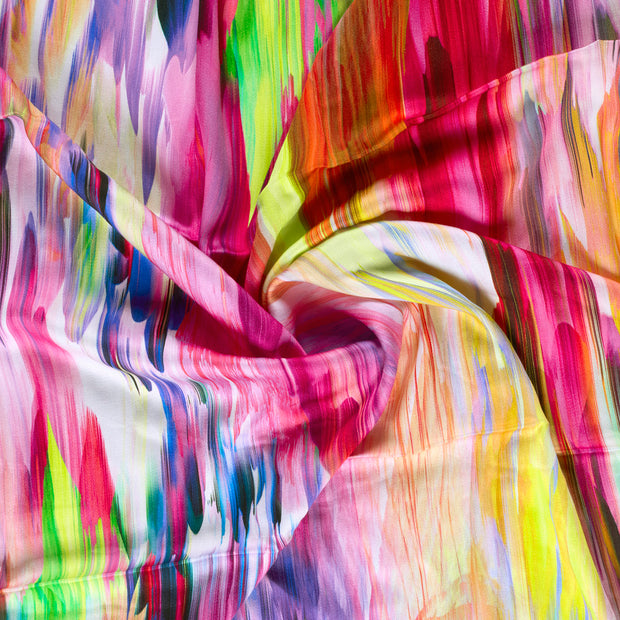 Viscose Satin fabric Salmon digital printed 