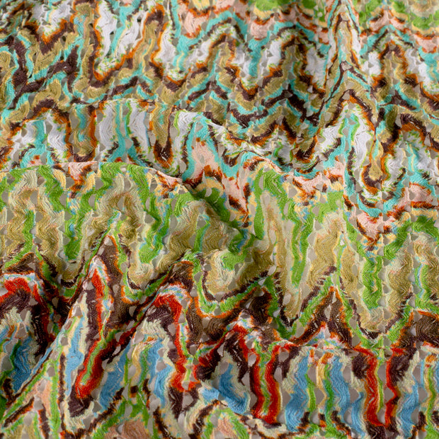 Plissé fabric Stripes Green