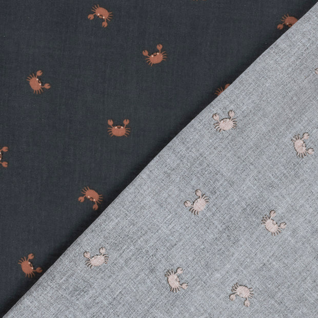 Muslin fabric Crabs printed 
