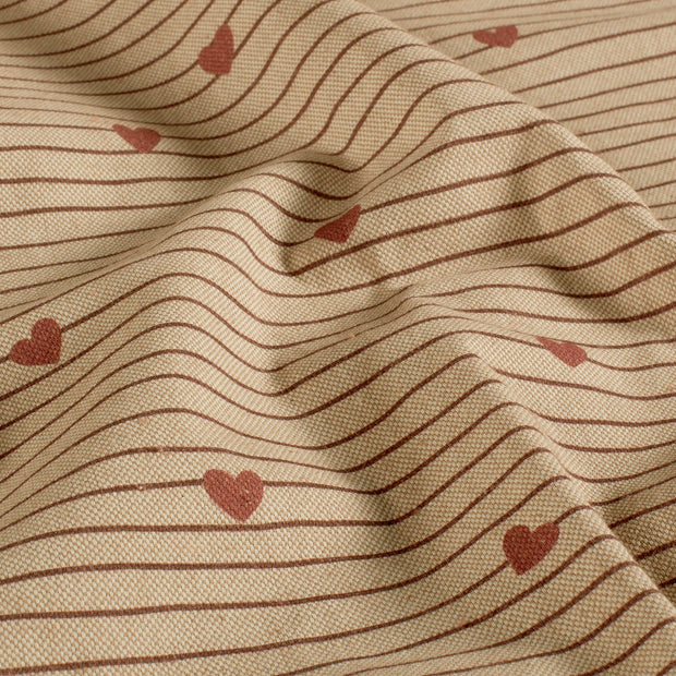 Aspect Lin tissu cœurs Beige