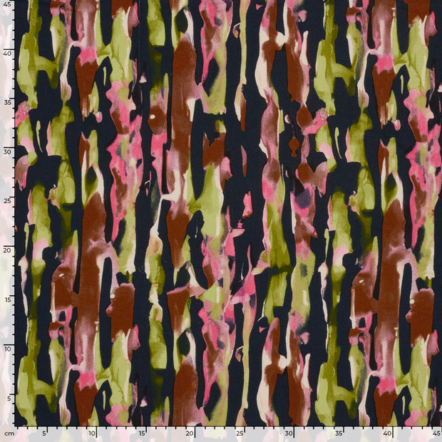 Viscose Vortex Jersey fabric Abstract Fuchsia