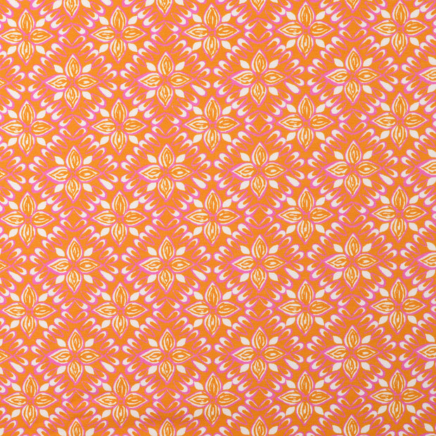 Cotton Jersey fabric Flowers Oker