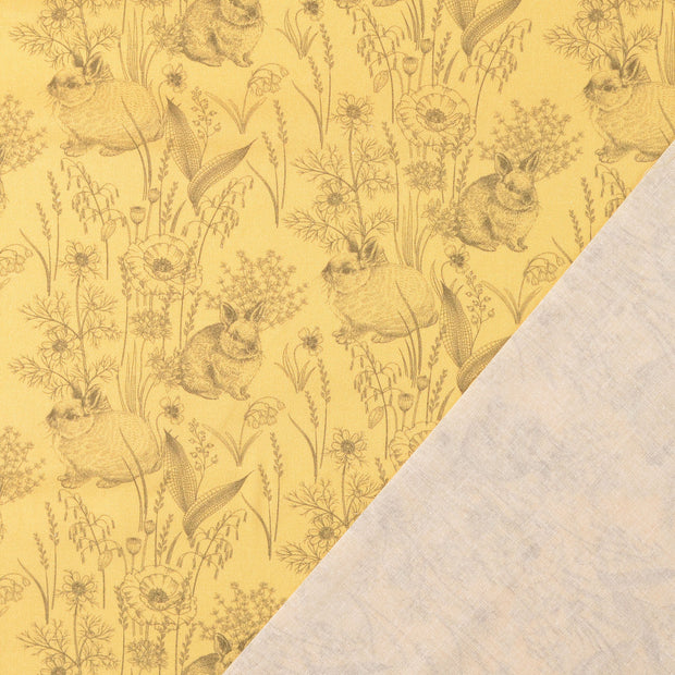 Cretonne tissu Jaune imprimé numérique 