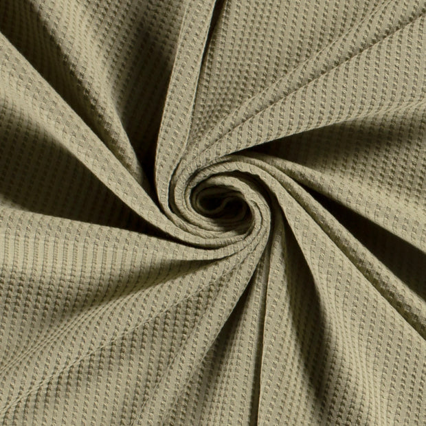 Knitted Waffle fabric Unicolour Olive Green