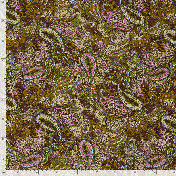 Viscose Vortex Jersey fabric Paisley Green