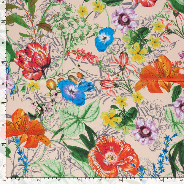 Panama fabrik Blumen Beige