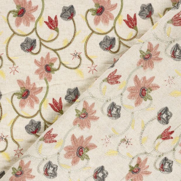  tissu fleurs brodé 