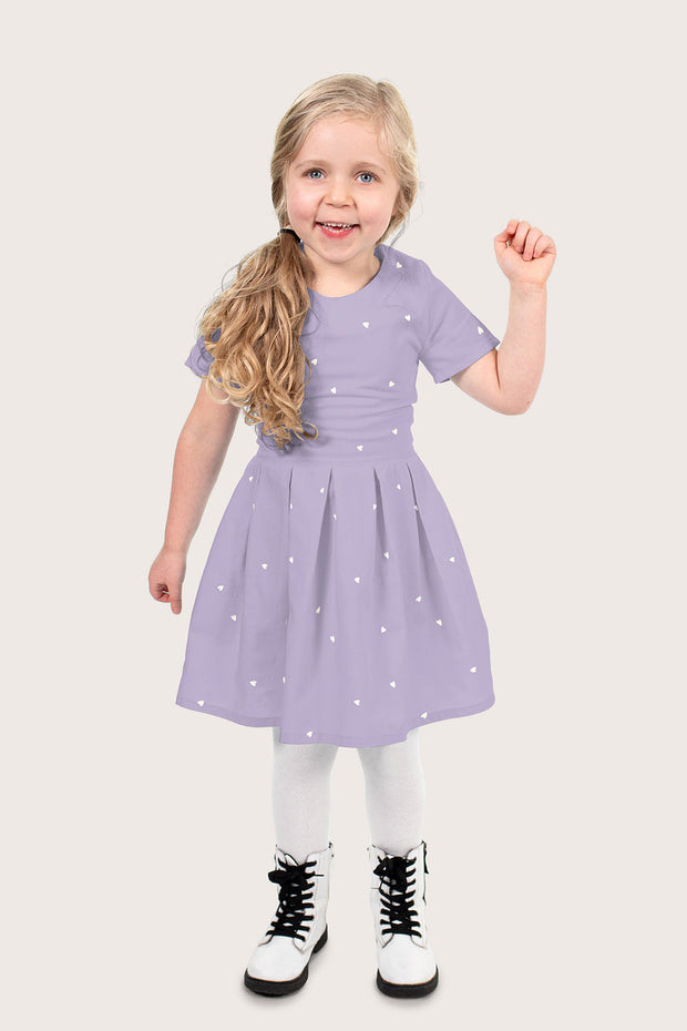 Cotton Poplin fabric Hearts Lila