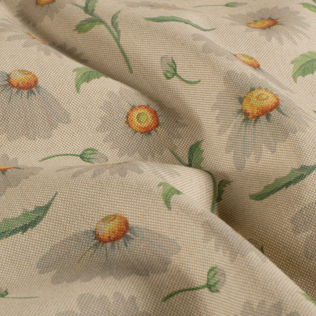 Aspect Lin tissu fleurs Beige