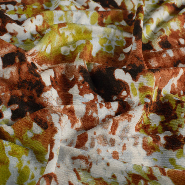 Viscose Vortex Jersey tissu Abstrait Marron