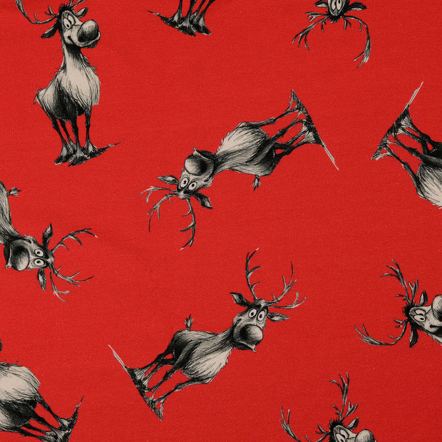 French Terry fabric Deer Red