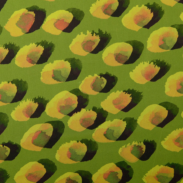 Viscose Satin fabric Dots Green
