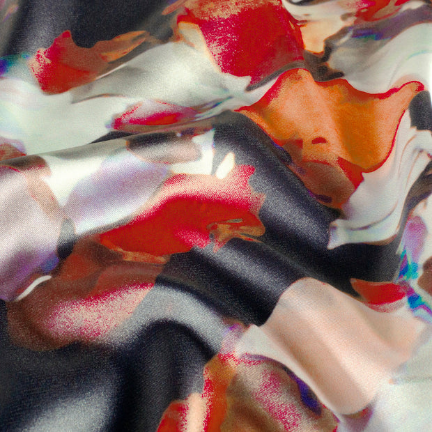 Satin fabric Abstract Navy