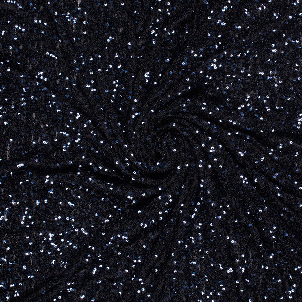 Mesh fabric Navy Sequins 