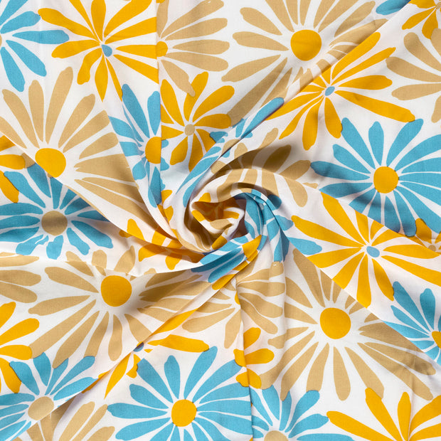 Bambou Poplin tissu Jaune imprimé 