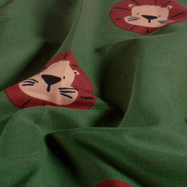 French Terry fabric Lions Dark Green