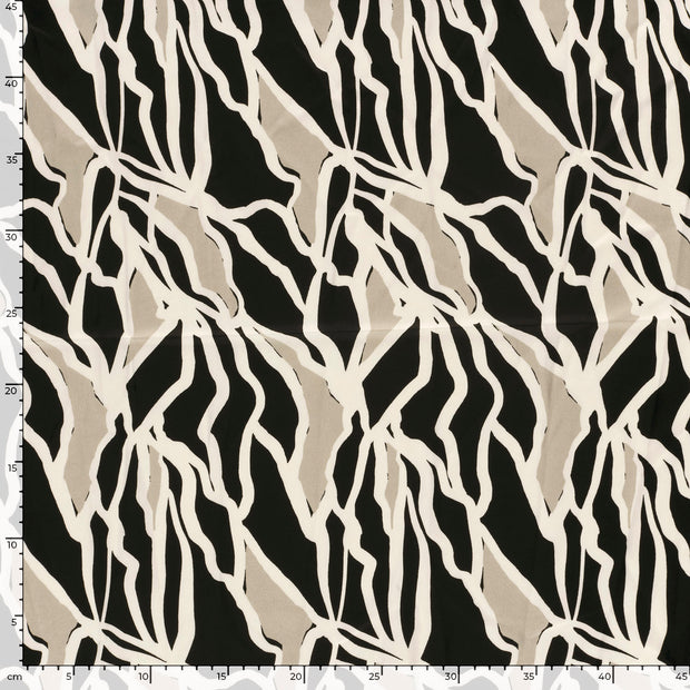 Satin Duchesse fabric Abstract Black