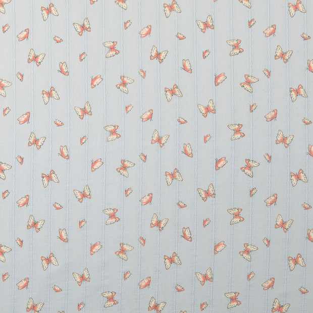 Voile fabric Butterflies Baby Blue