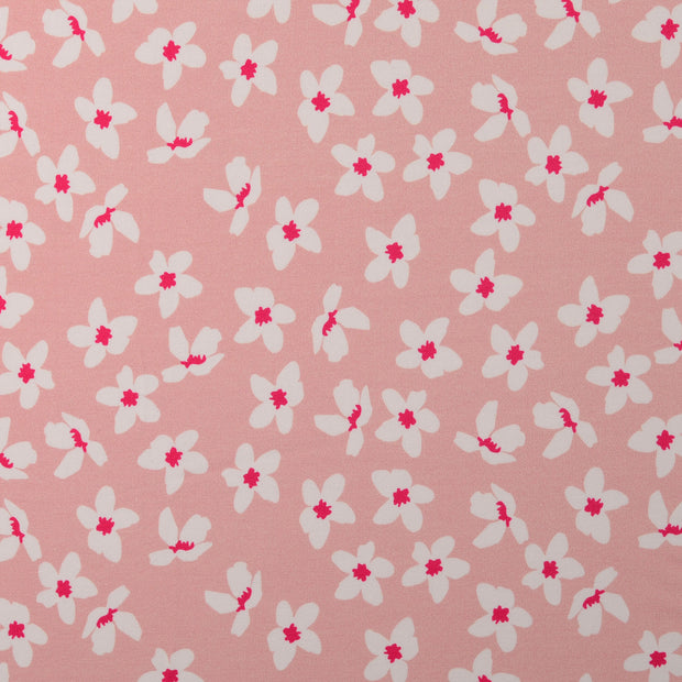French Terry fabric Flowers Pink