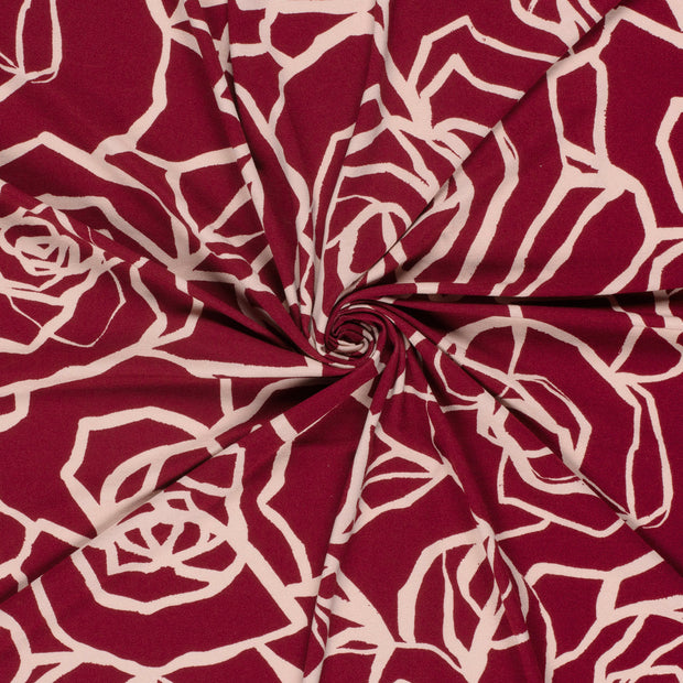 Viscose Vortex Jersey fabric Bordeaux printed 