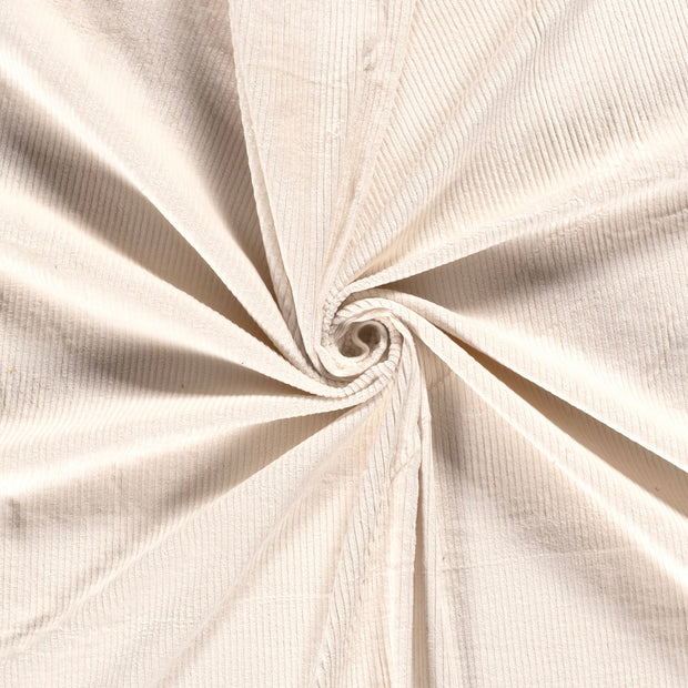 Velours Côtelé Stretch 6w tissu Blanc cassé 