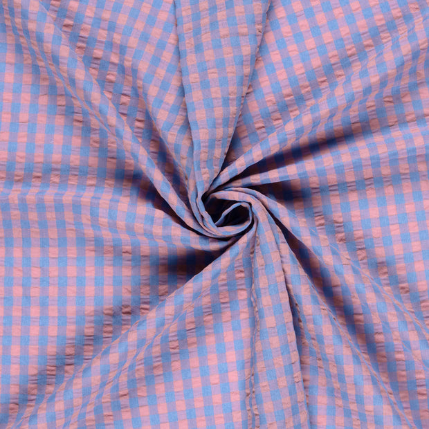 Cotton Poplin fabric Indigo Seersucker 