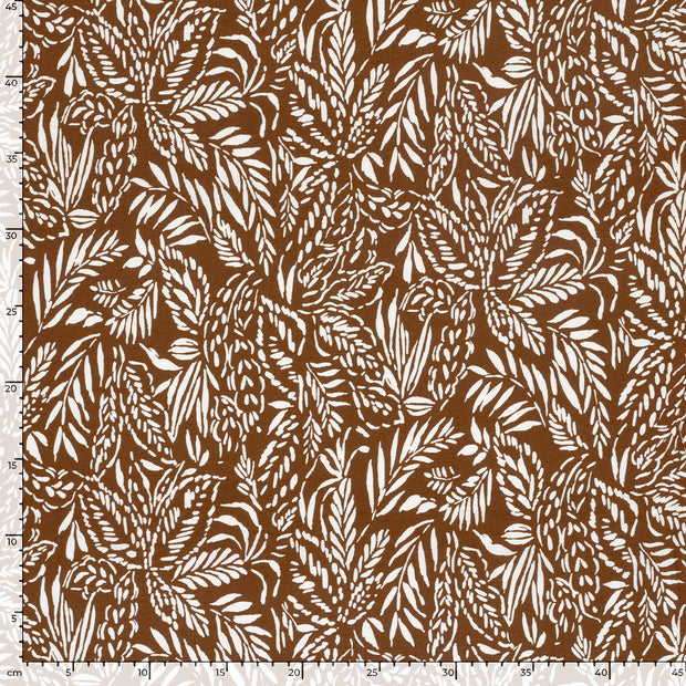 Viscose Nylon Crepe fabric Leaves Brown