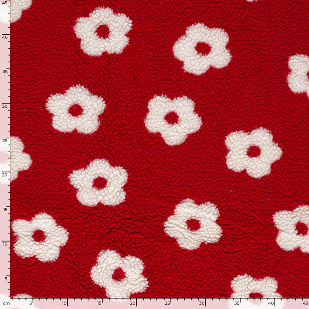 Sherpa Fleece fabrik Blumen Rot