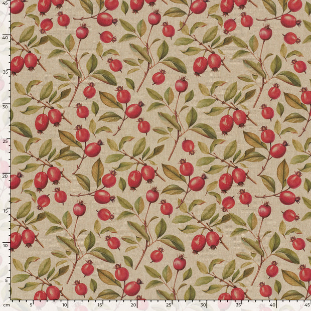 Linen Look fabric Fruits Red