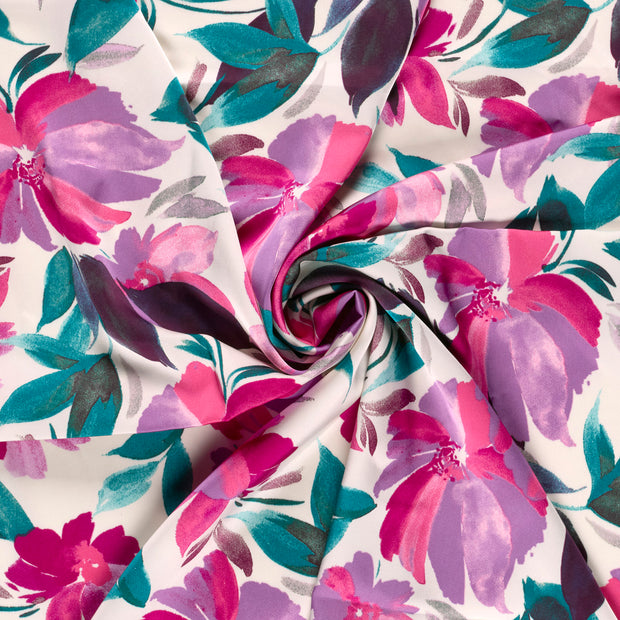 Satin Duchesse fabric Lila printed 