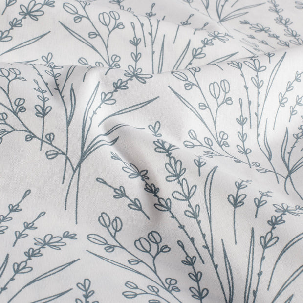 Popeline de Coton tissu fleurs Blanc cassé