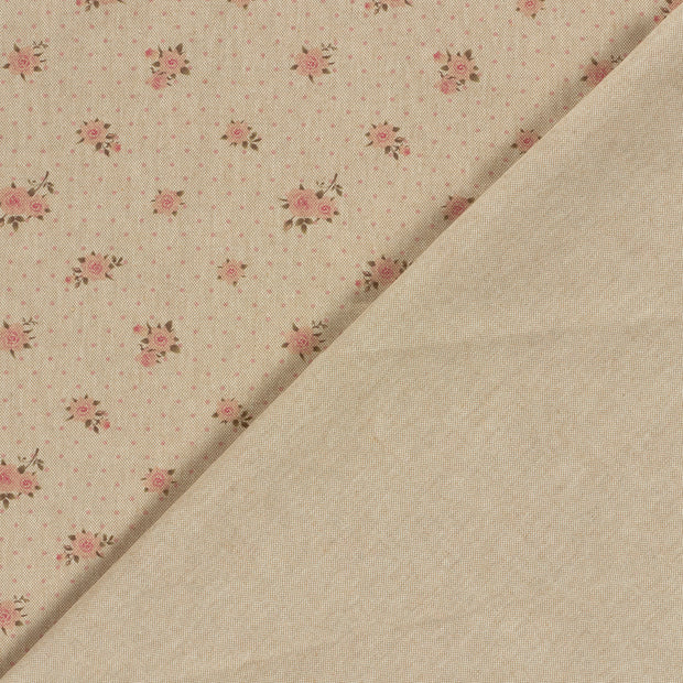 Aspect Lin tissu roses imprimé numérique 