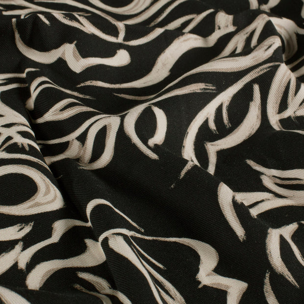 Viscose Twill fabric Abstract Black