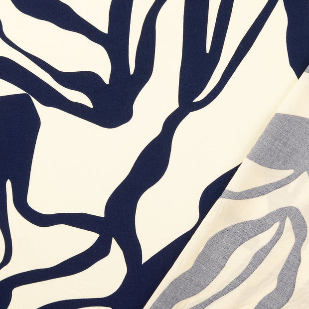 Viscose Poplin fabric navy printed 