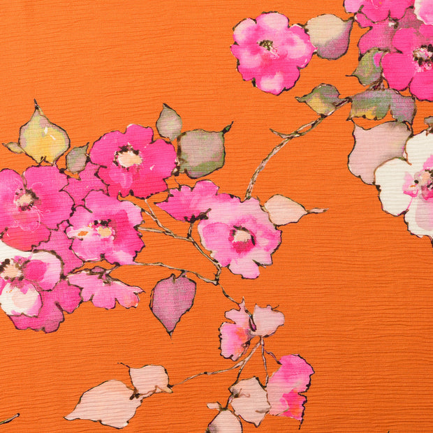 Plissé tissu fleurs Orange