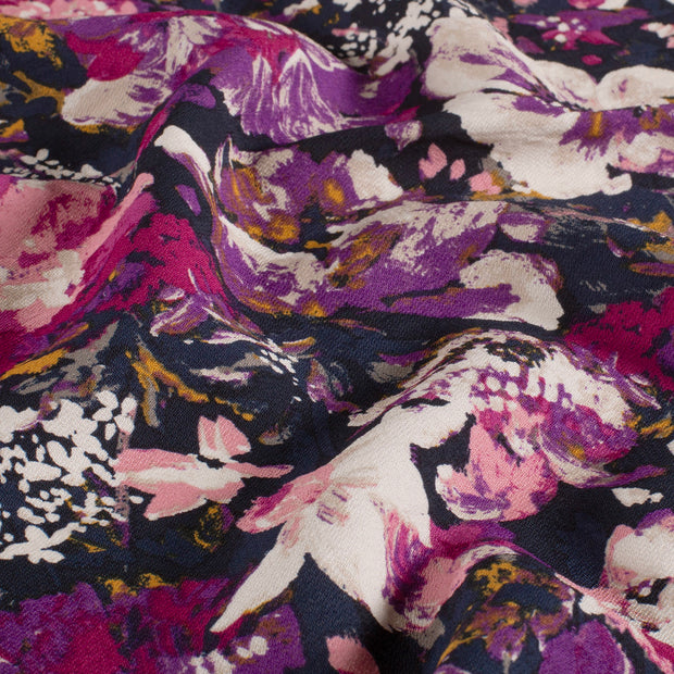 Viscose Nylon Crepe fabrik Blumen Magenta