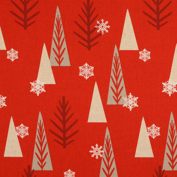 Half Panama fabric Trees red