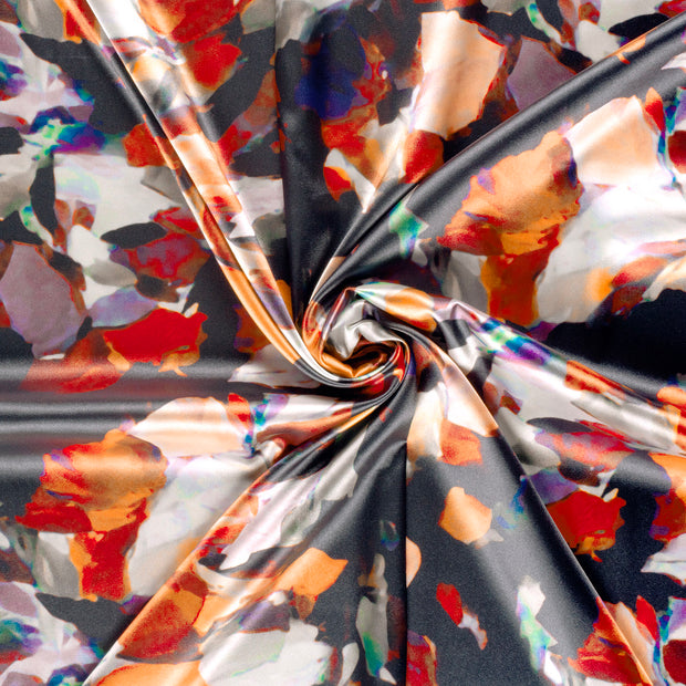 Satin fabric Navy printed 