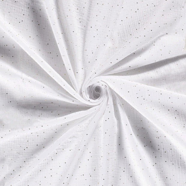 Muslin fabric Optical White dew drops 
